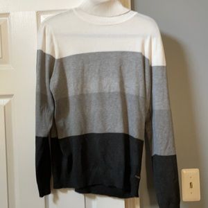 Calvin Klein gray and white color block sweater